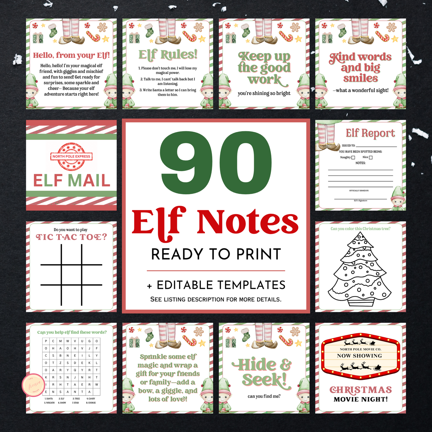 Elf Note | 90 Printable Cards