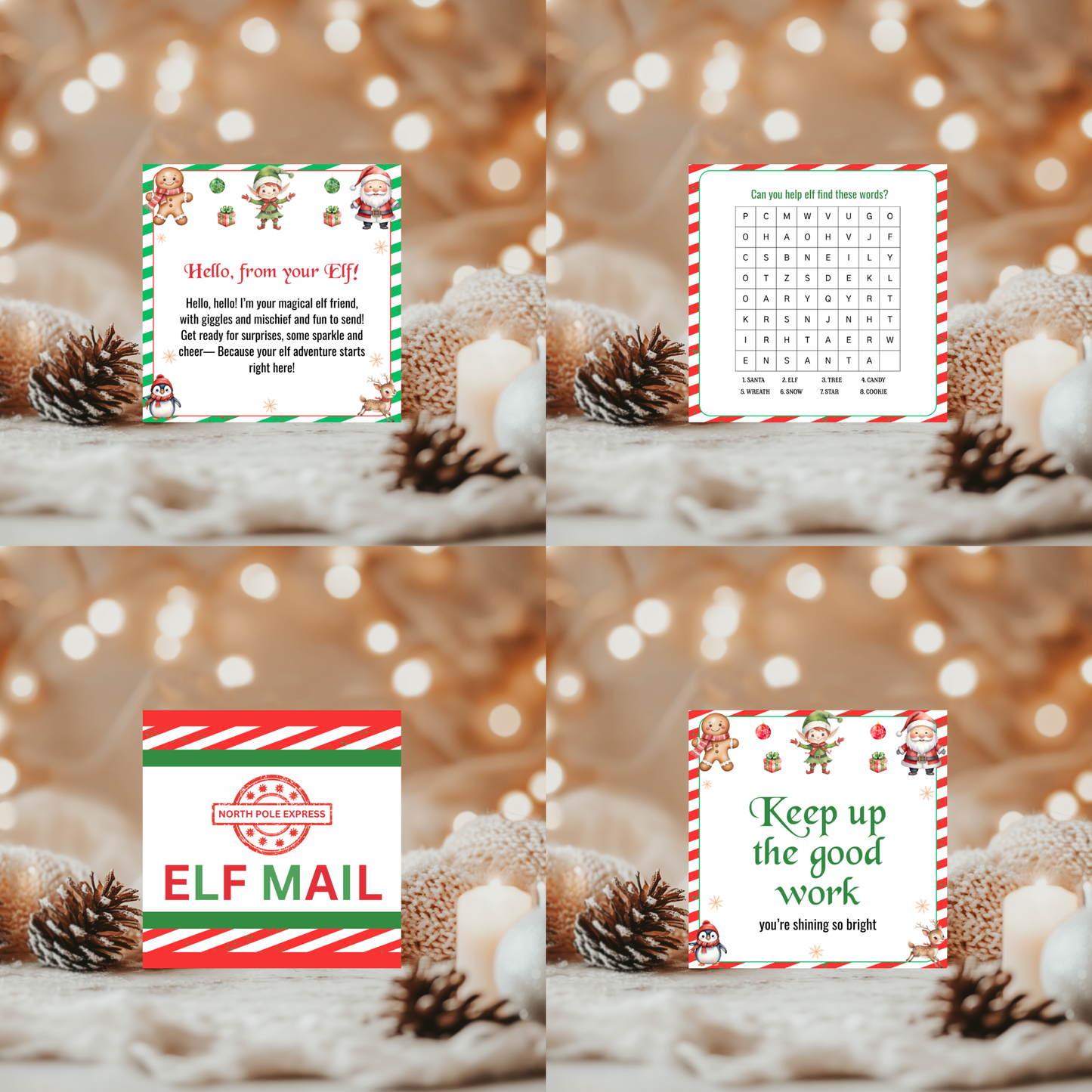 90 Elf Note Cards Printable