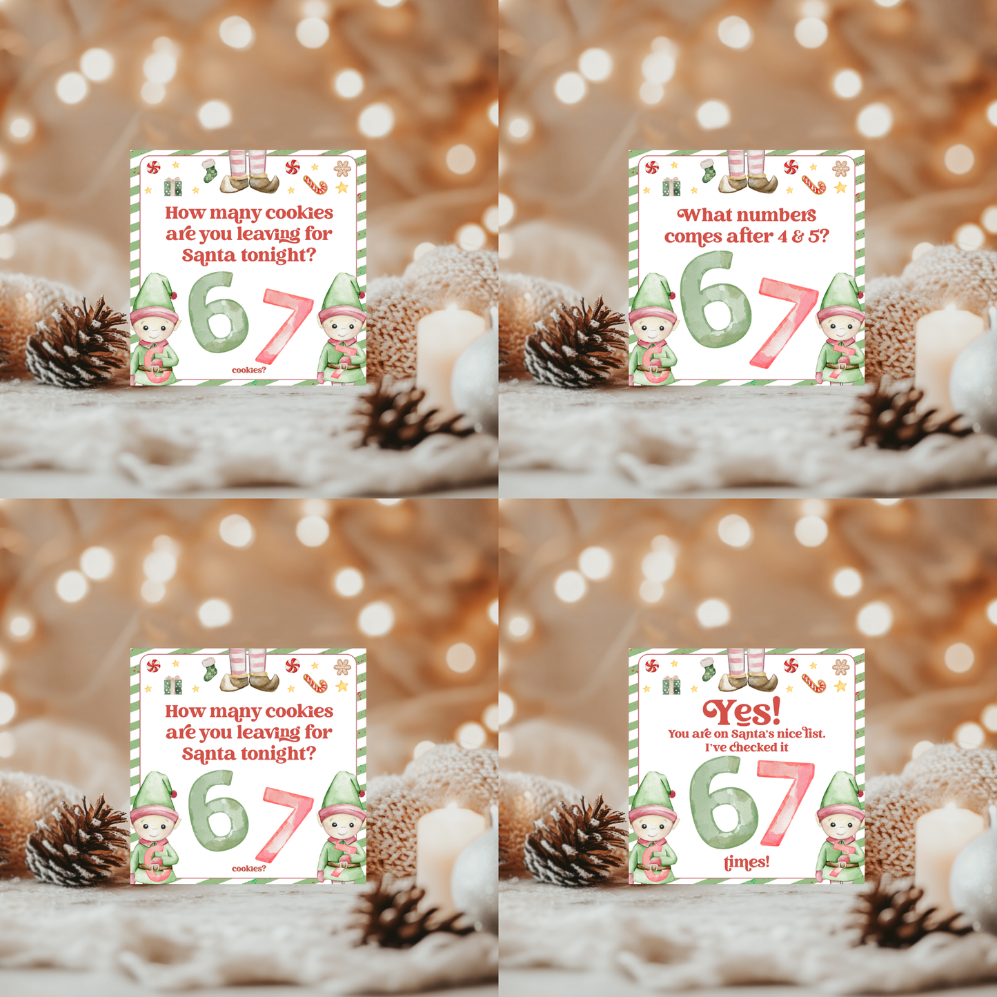 6 7 Themed Elf Note Cards