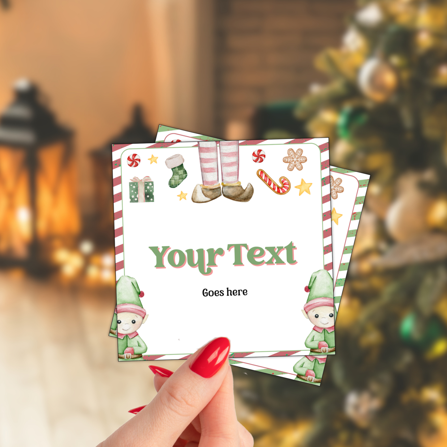 Editable Elf Note Cards Template