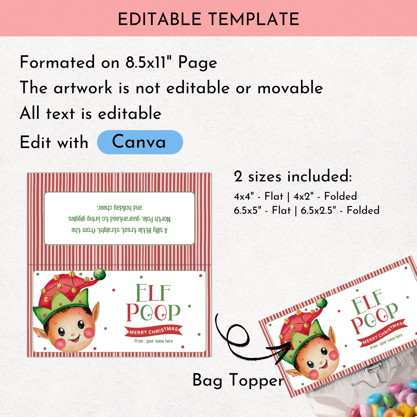 Elf Poop Treat Bag Topper