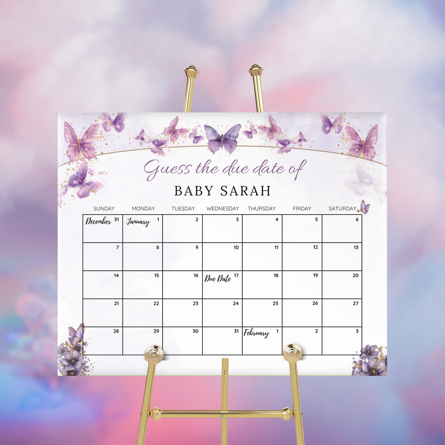 Enchanted Baby Due Date Calendar Game