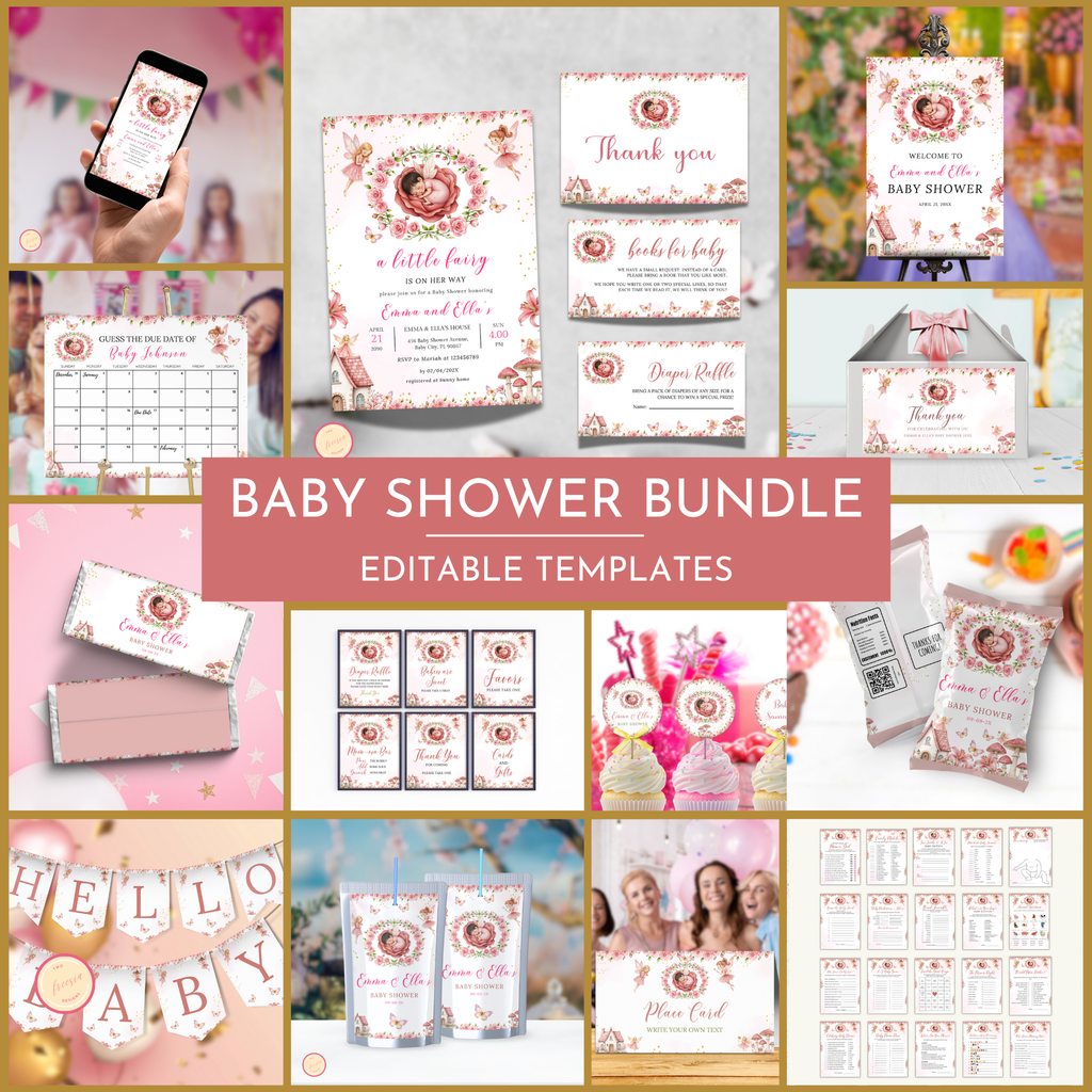 Fairy Baby Shower Template Bundle #1