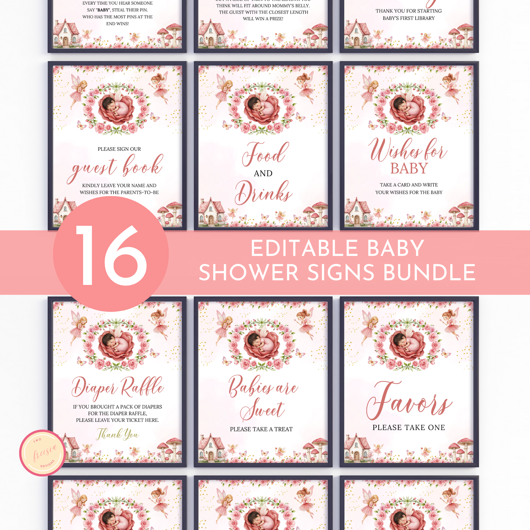 16 Fairy Baby Shower Table Signs