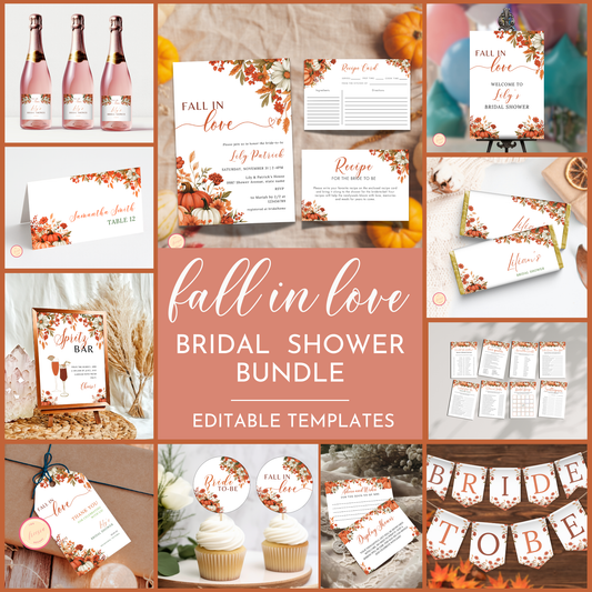 Fall in Love Bridal Shower Template Bundle #1
