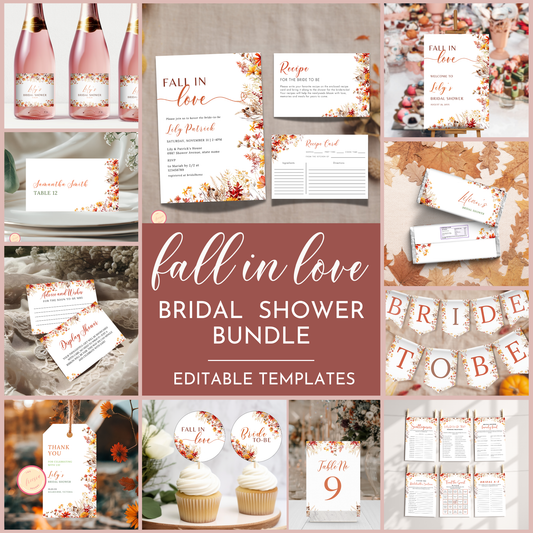 Fall in Love Bridal Shower Template Bundle #2