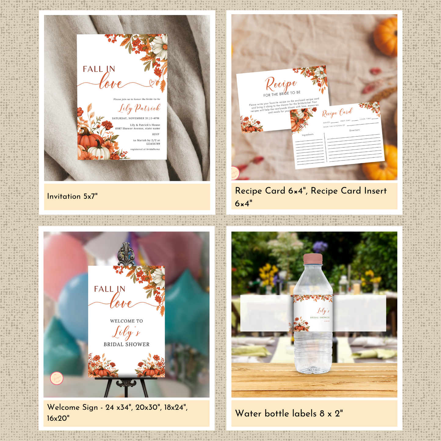 Fall in Love Bridal Shower Template Bundle #1