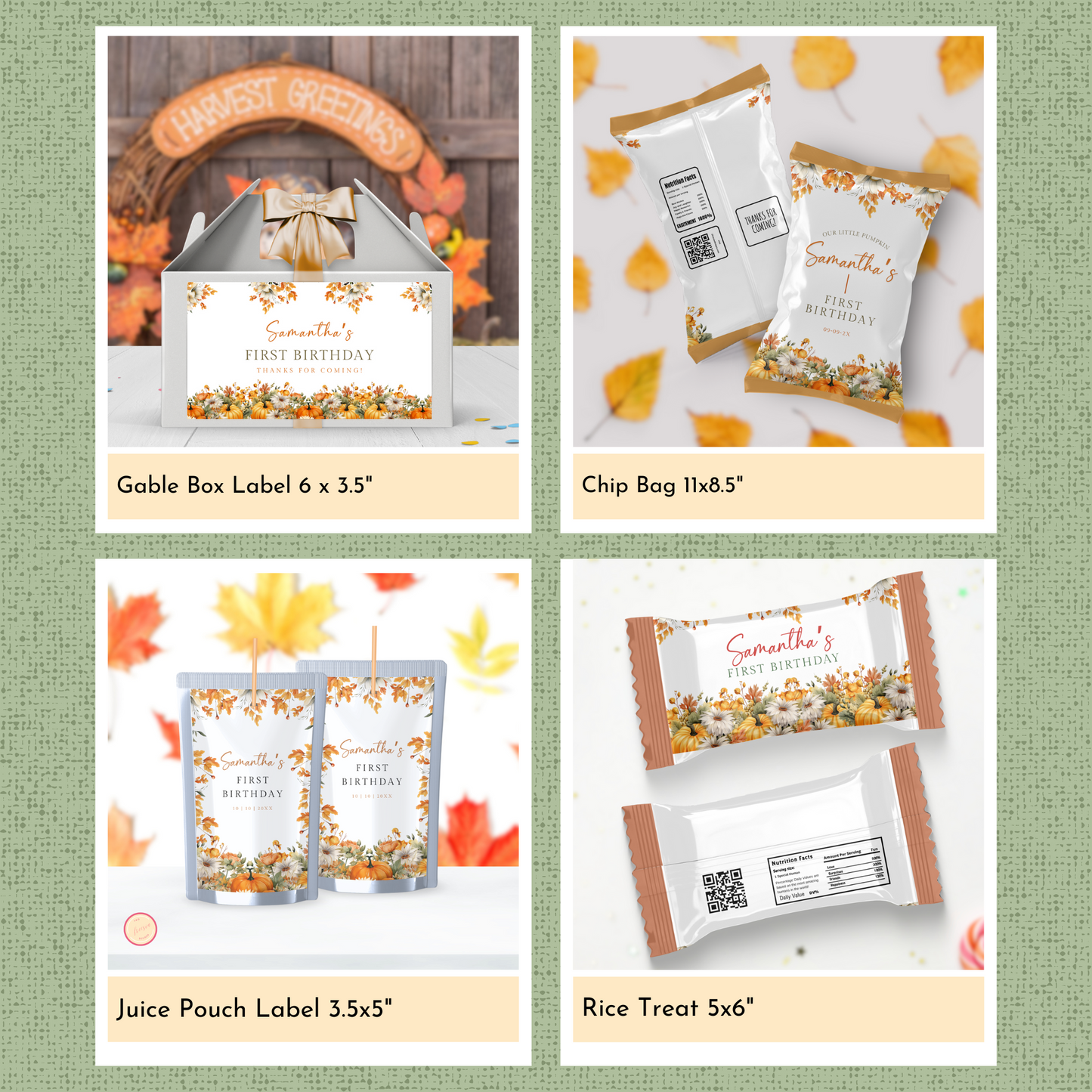 Pumpkin 1st Birthday Template Bundle #1