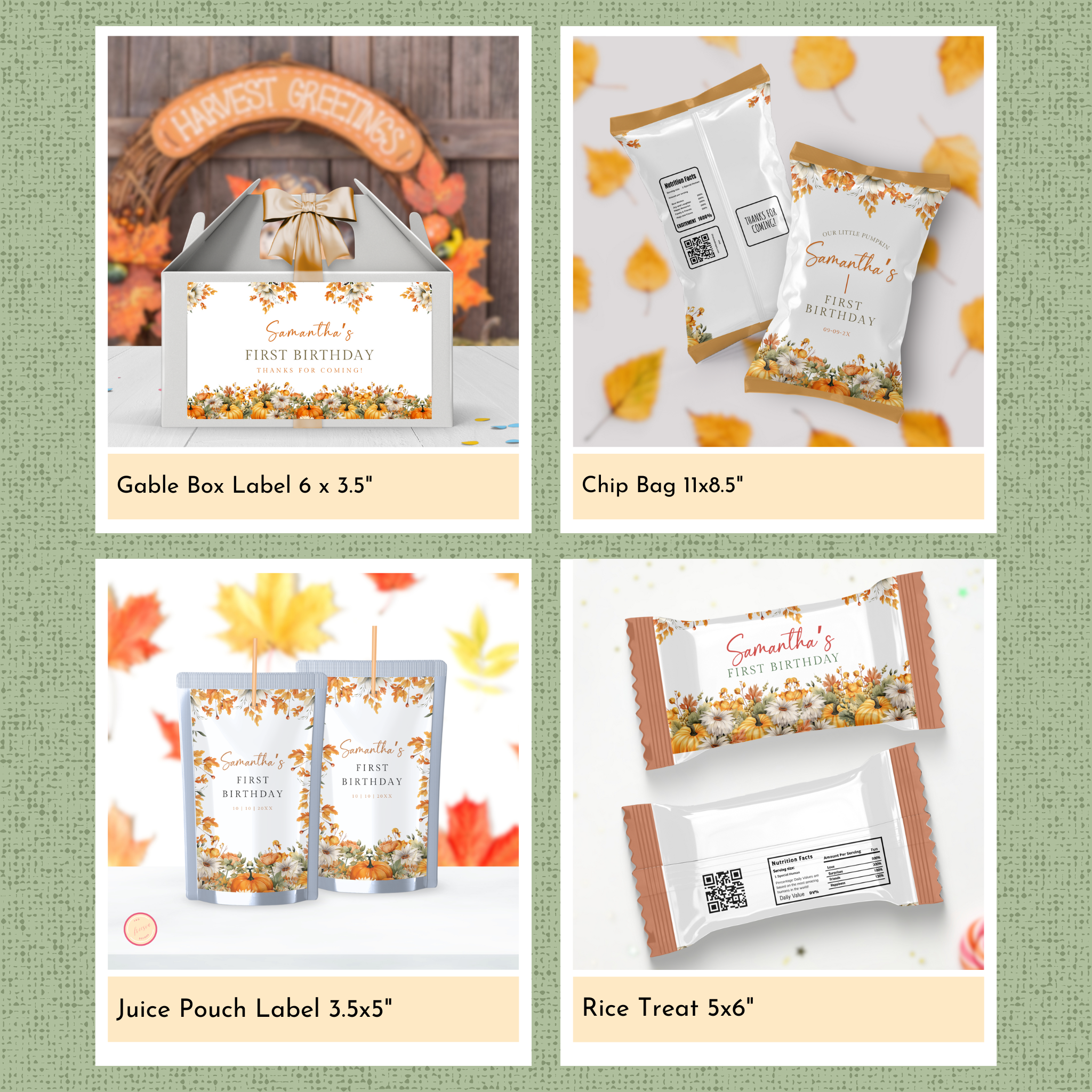 Pumpkin 1st Birthday Template Bundle #1