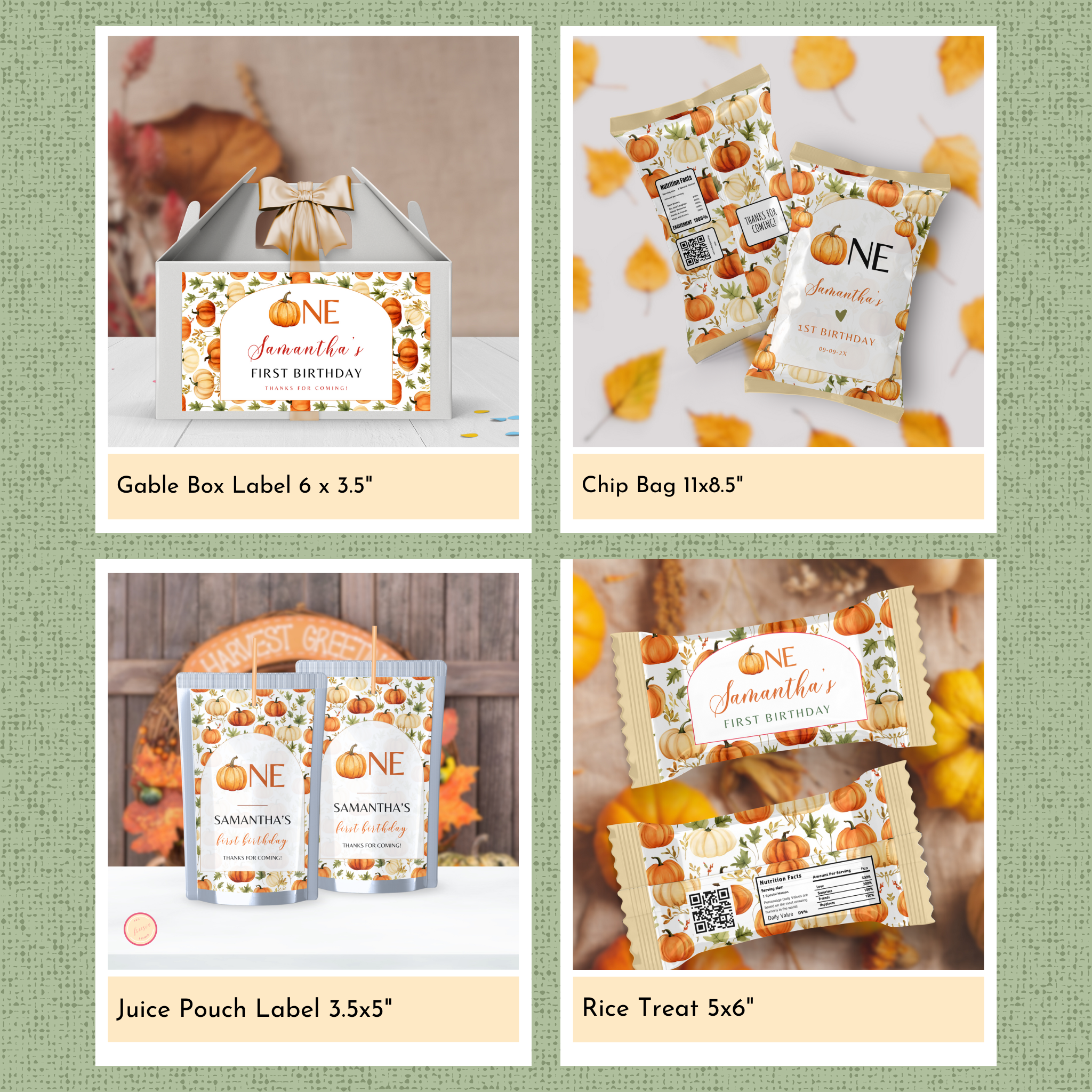 Pumpkin 1st Birthday Template Bundle #2