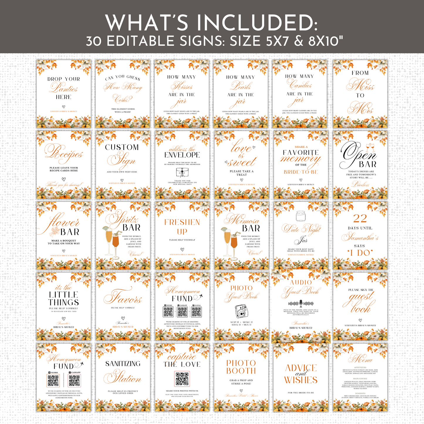 Fall Bridal Shower Games & Signs - #2