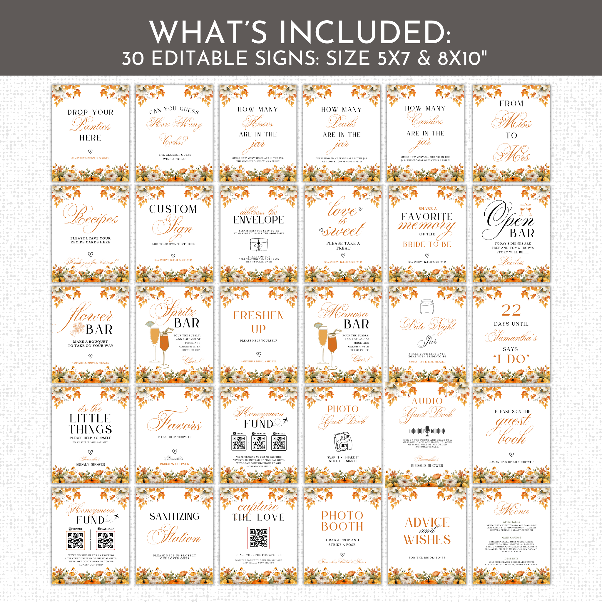 Fall Bridal Shower Games & Signs - #2