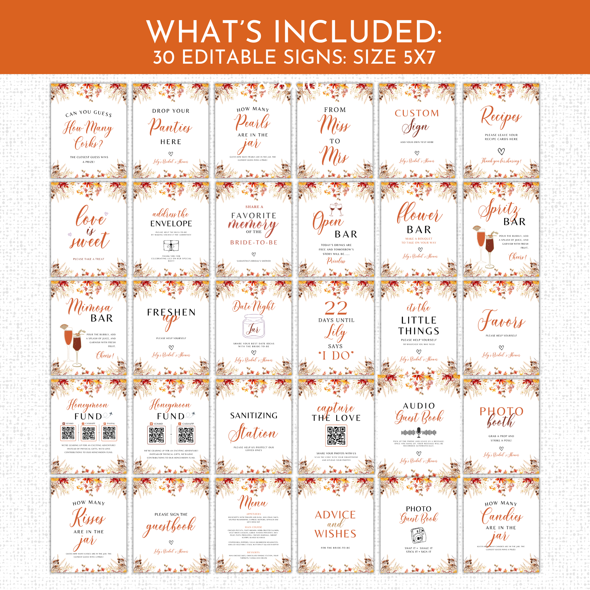 Fall Bridal Shower Games & Signs - #3