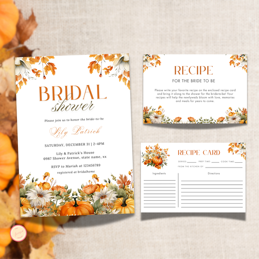Fall Bridal Shower + Recipe Card Bundle