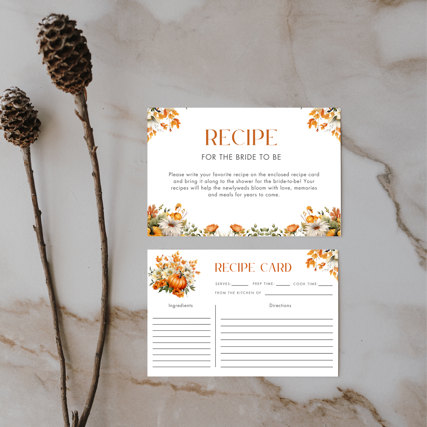 Fall Bridal Shower + Recipe Card Bundle