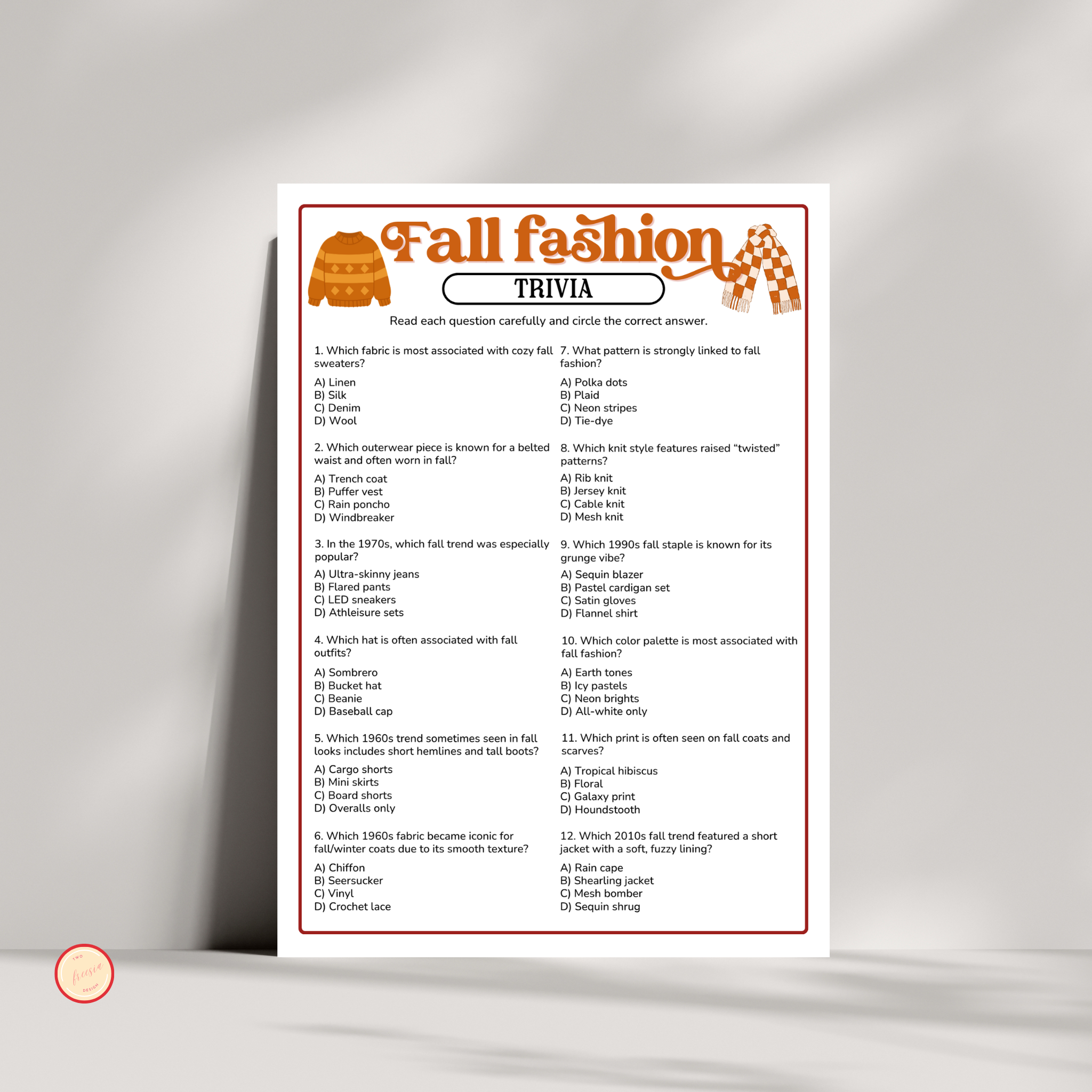 Fall Fashion Trivia