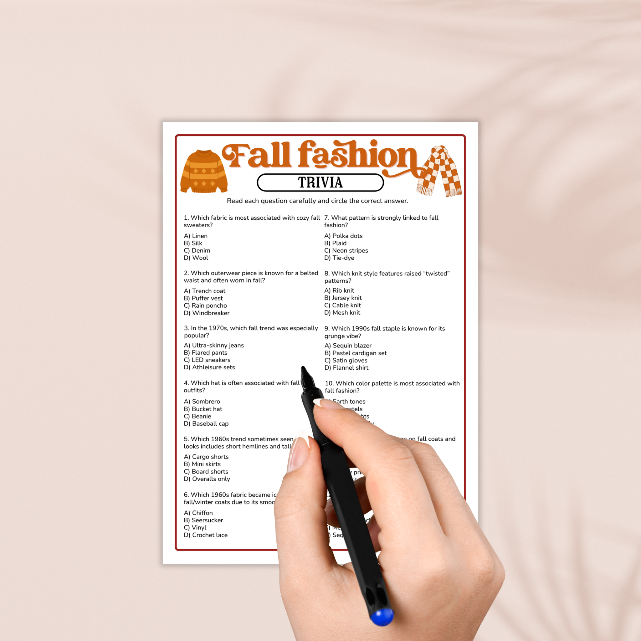 Fall Fashion Trivia
