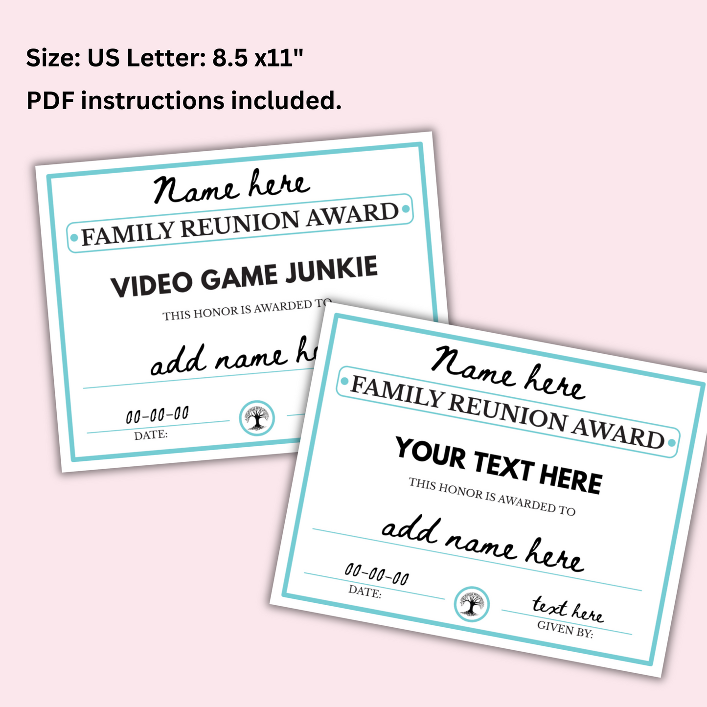 Family Reunion Award Certificates - 100 Editable Templates