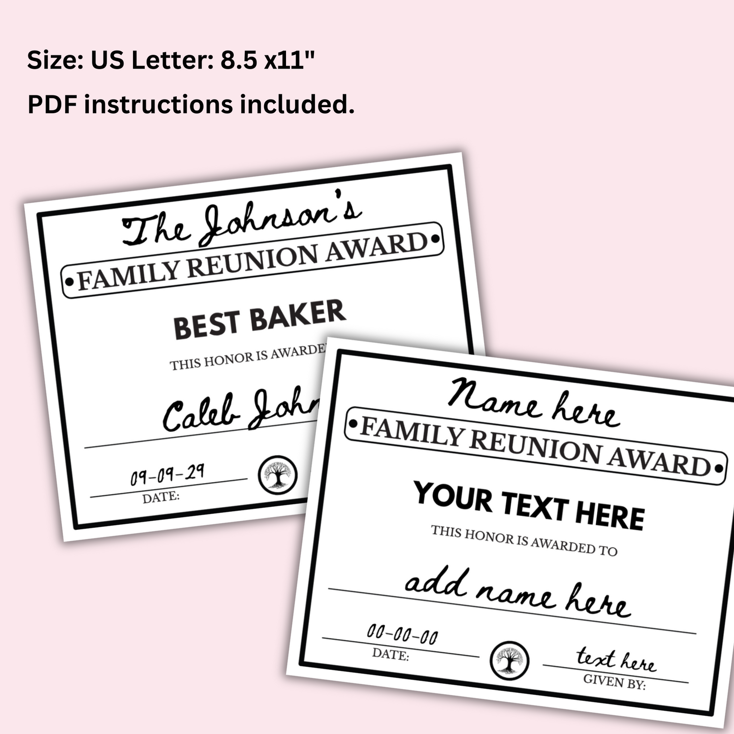 Editable Family Reunion Awards - 100 Templates