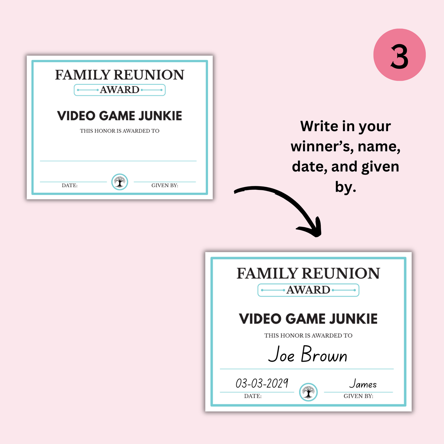 100 Family Reunion Awards - Editable Templates