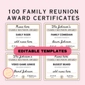 Editable Family Reunion Award Certificates
