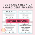 Family Reunion Award Certificates - 100 Editable Templates