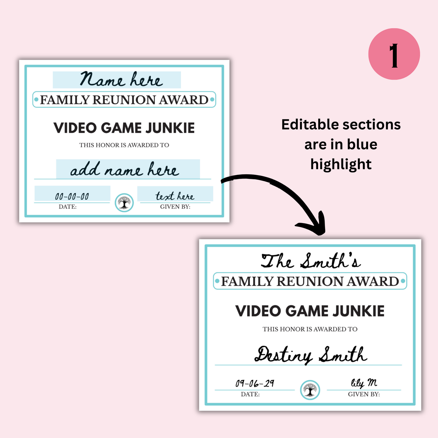 Family Reunion Award Certificates - 100 Editable Templates