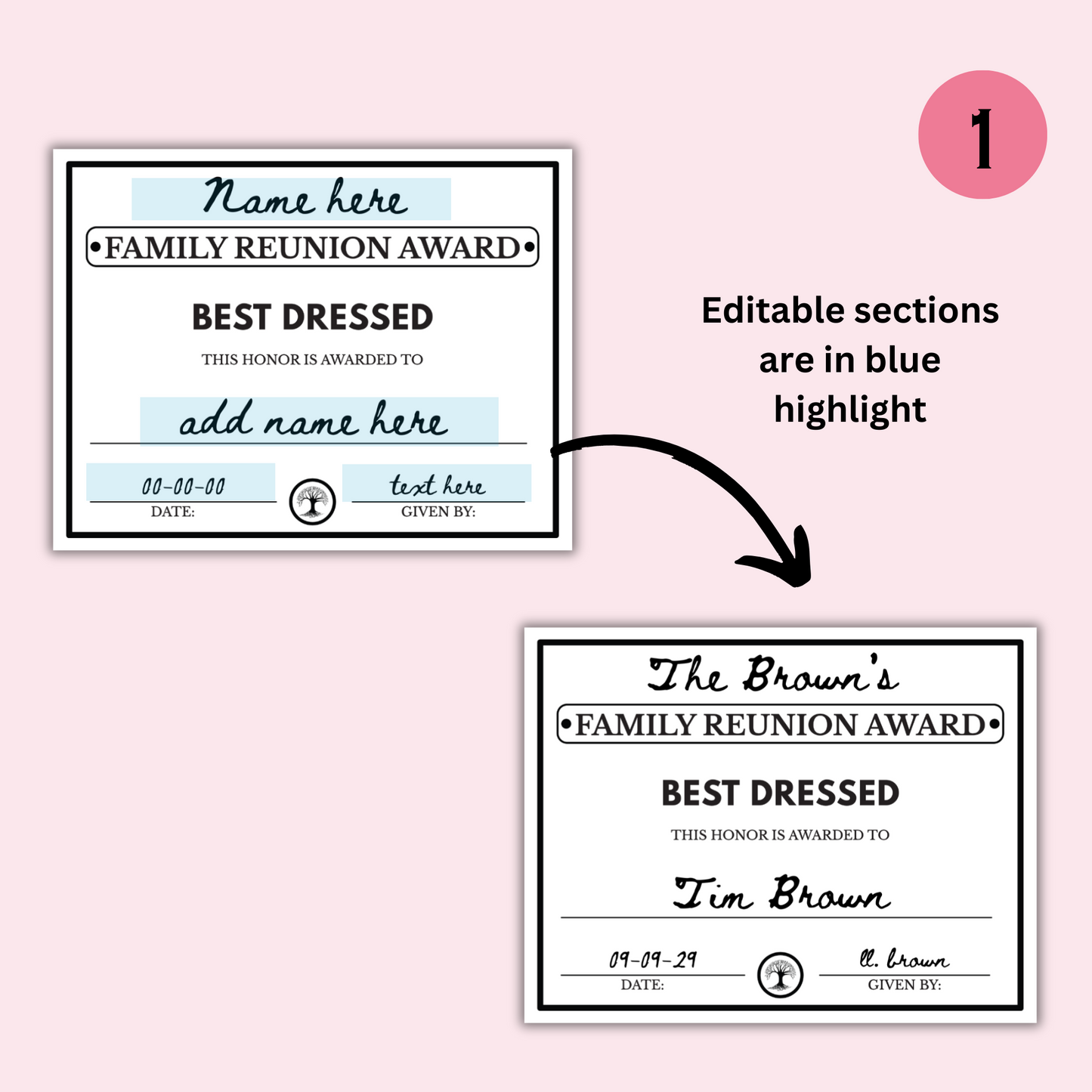 Editable Family Reunion Awards - 100 Templates