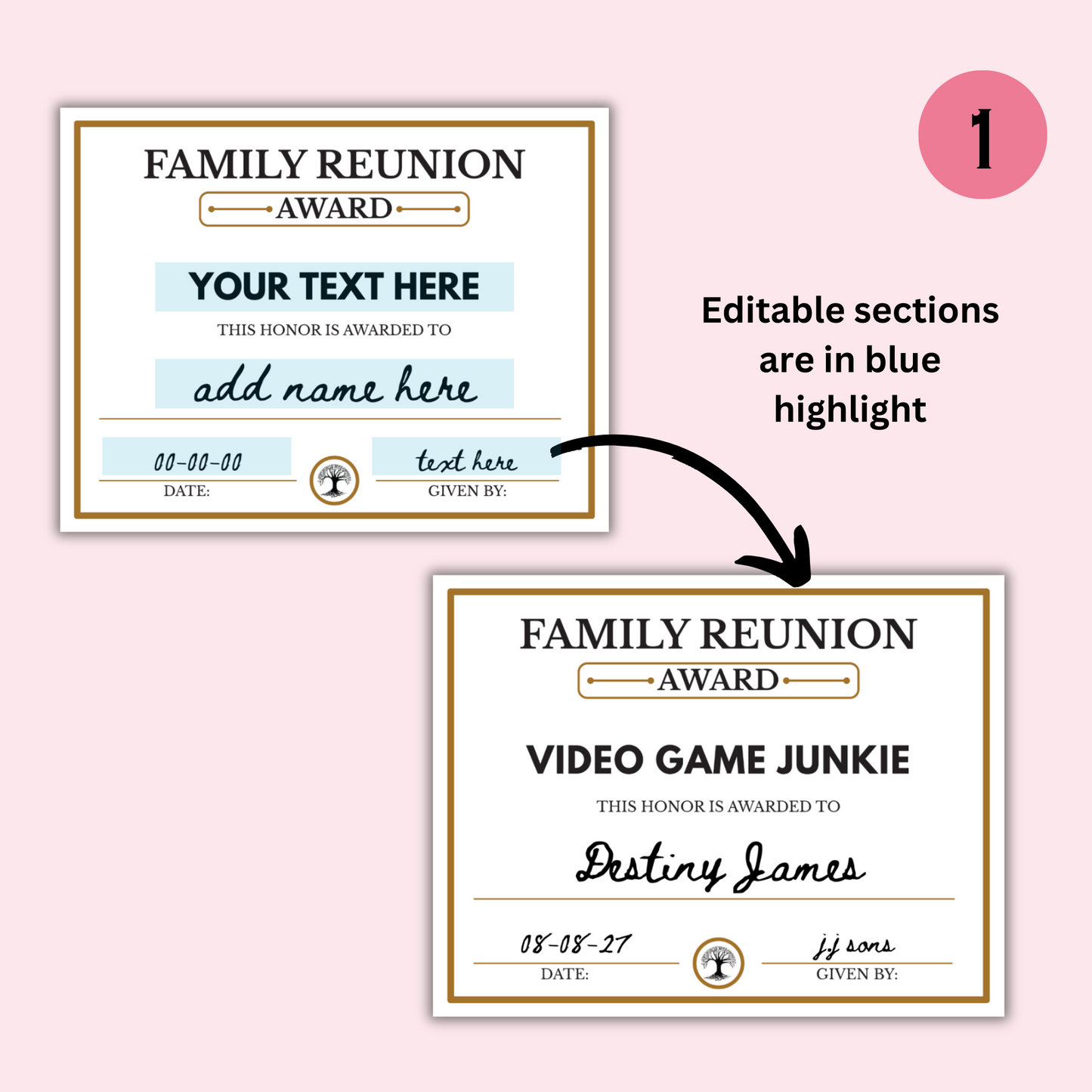 Family Reunion Award Certificates - 100 Editable Templates