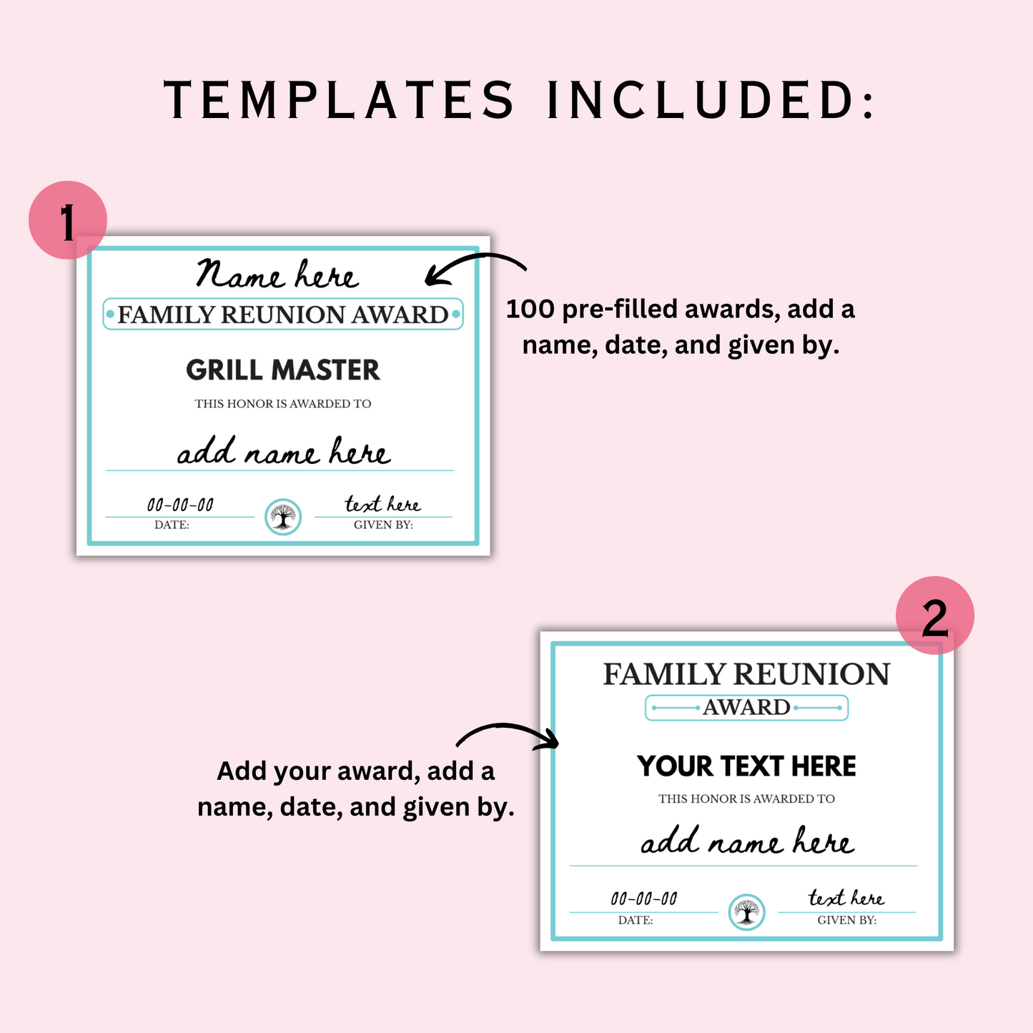 Family Reunion Award Certificates - 100 Editable Templates