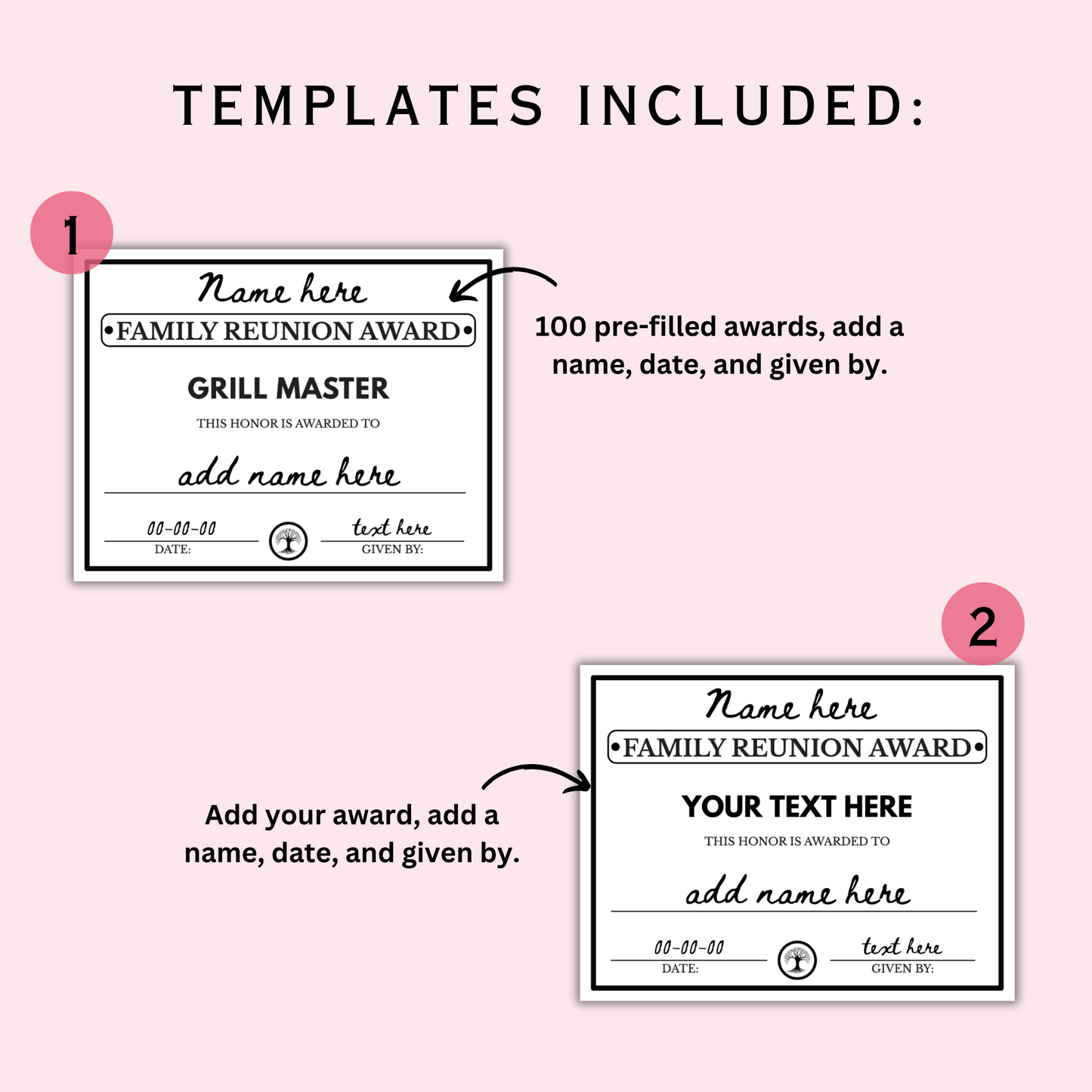 Editable Family Reunion Awards - 100 Templates