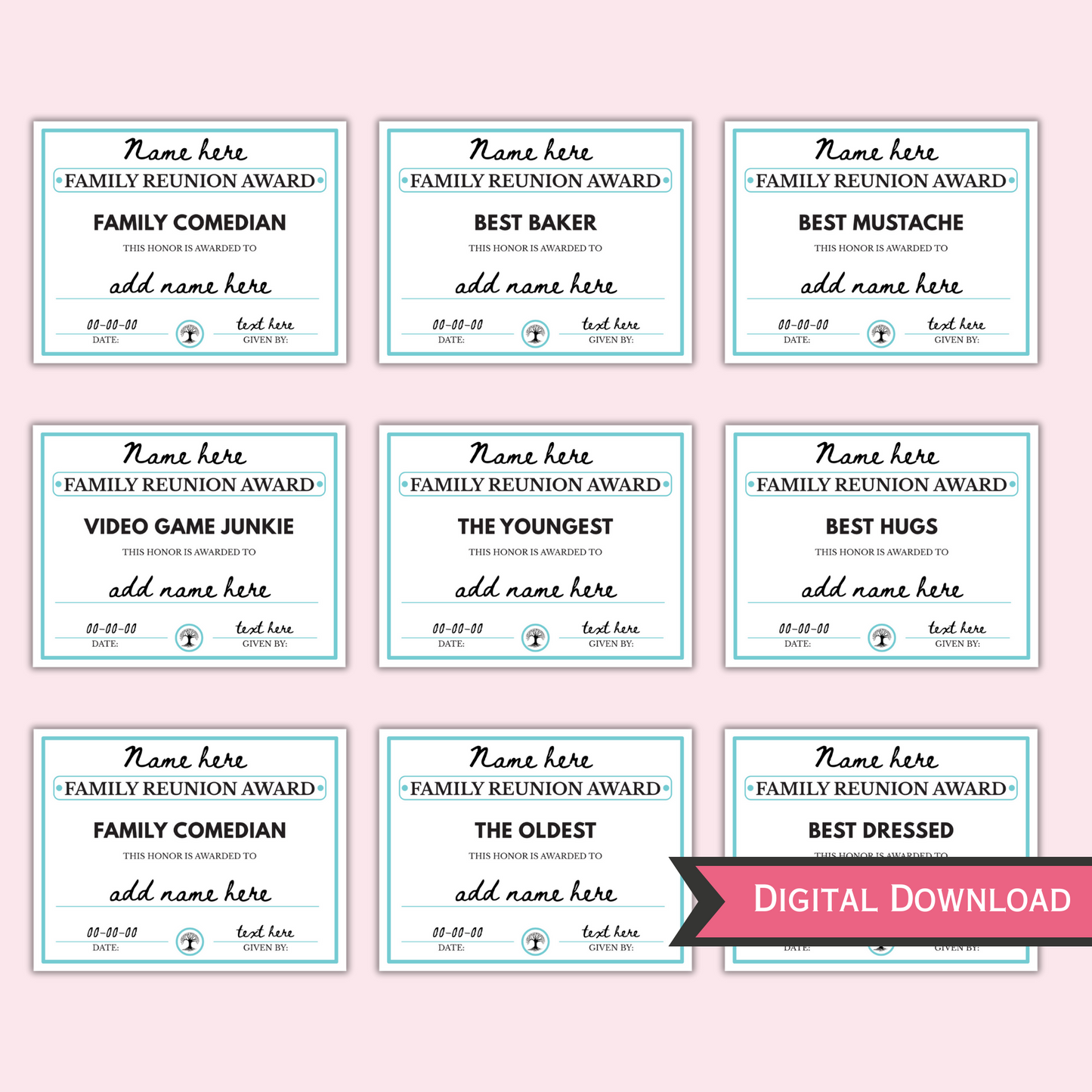 Family Reunion Award Certificates - 100 Editable Templates