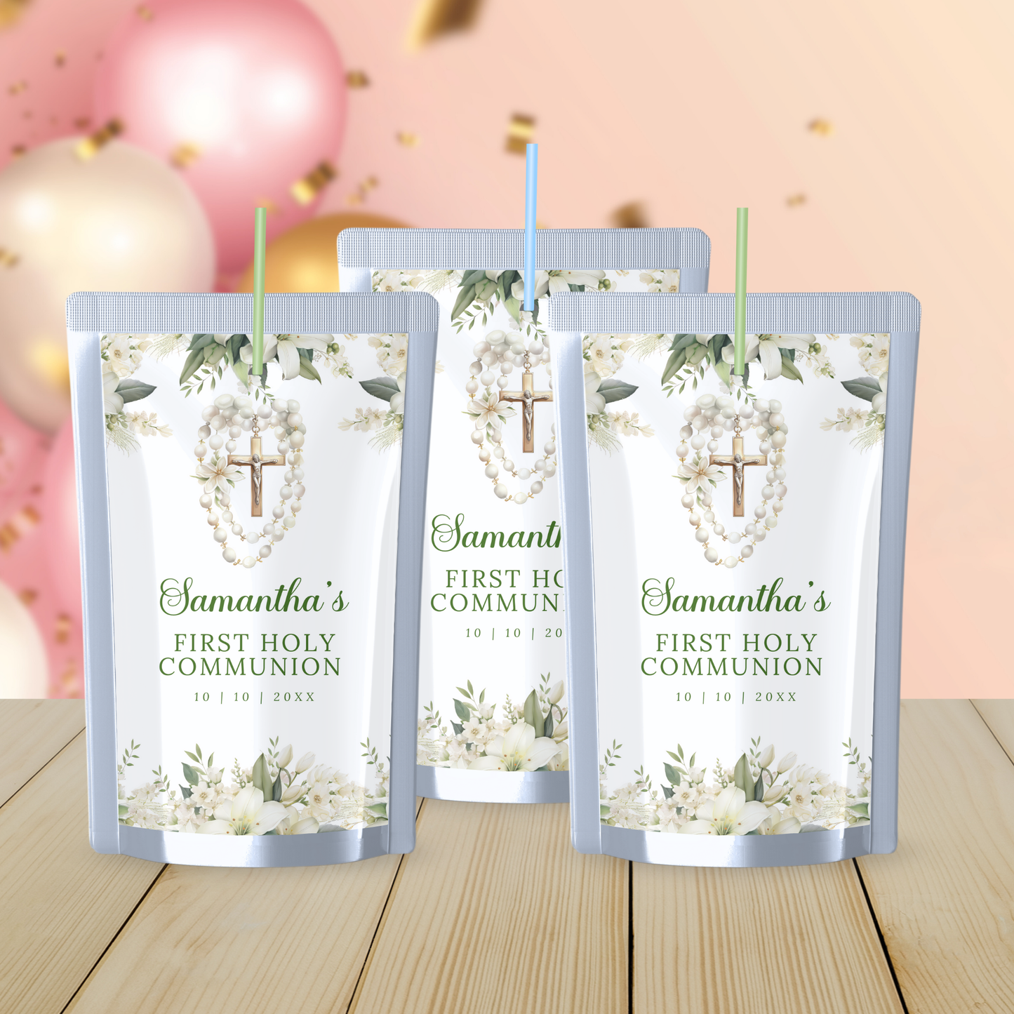 1st Holy Communion Juice Label - Green