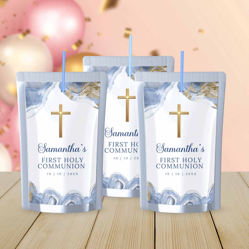1st Holy Communion Juice Label - Blue