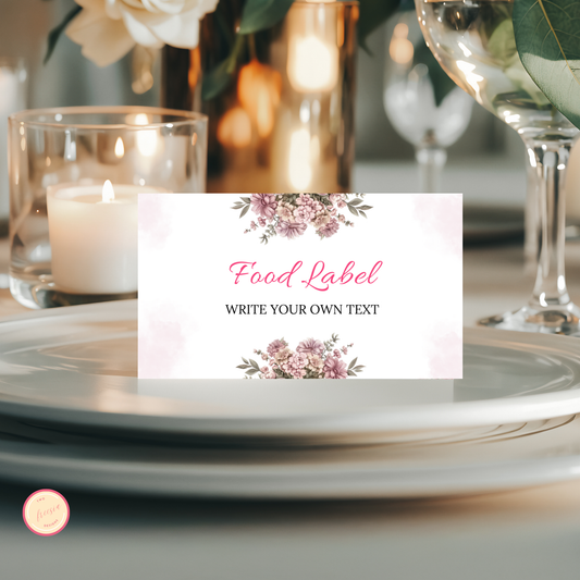 Pink Floral Place Card Template