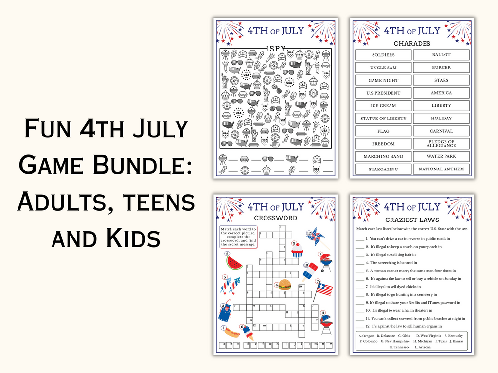 Fourth of July - 45 Printable Game