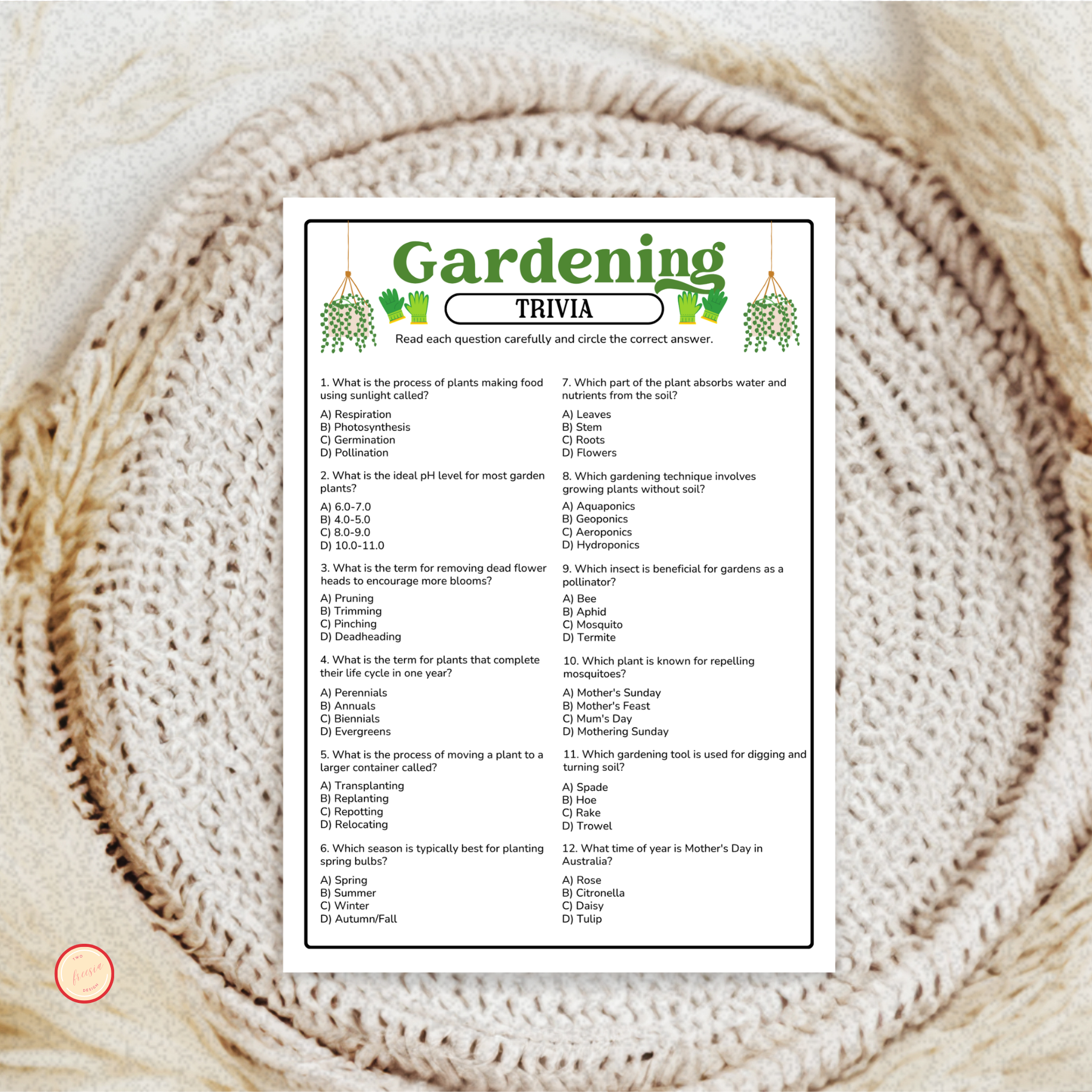 Gardening Trivia Game