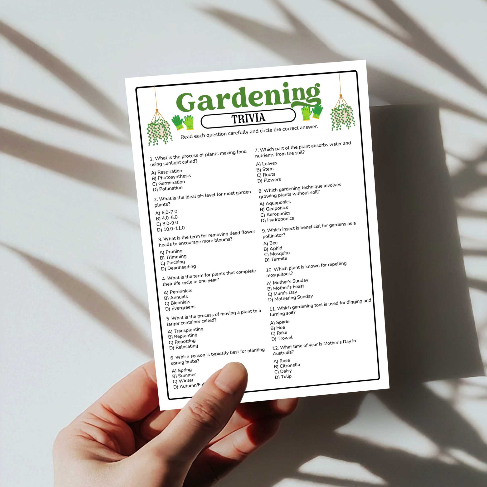 Gardening Trivia Game