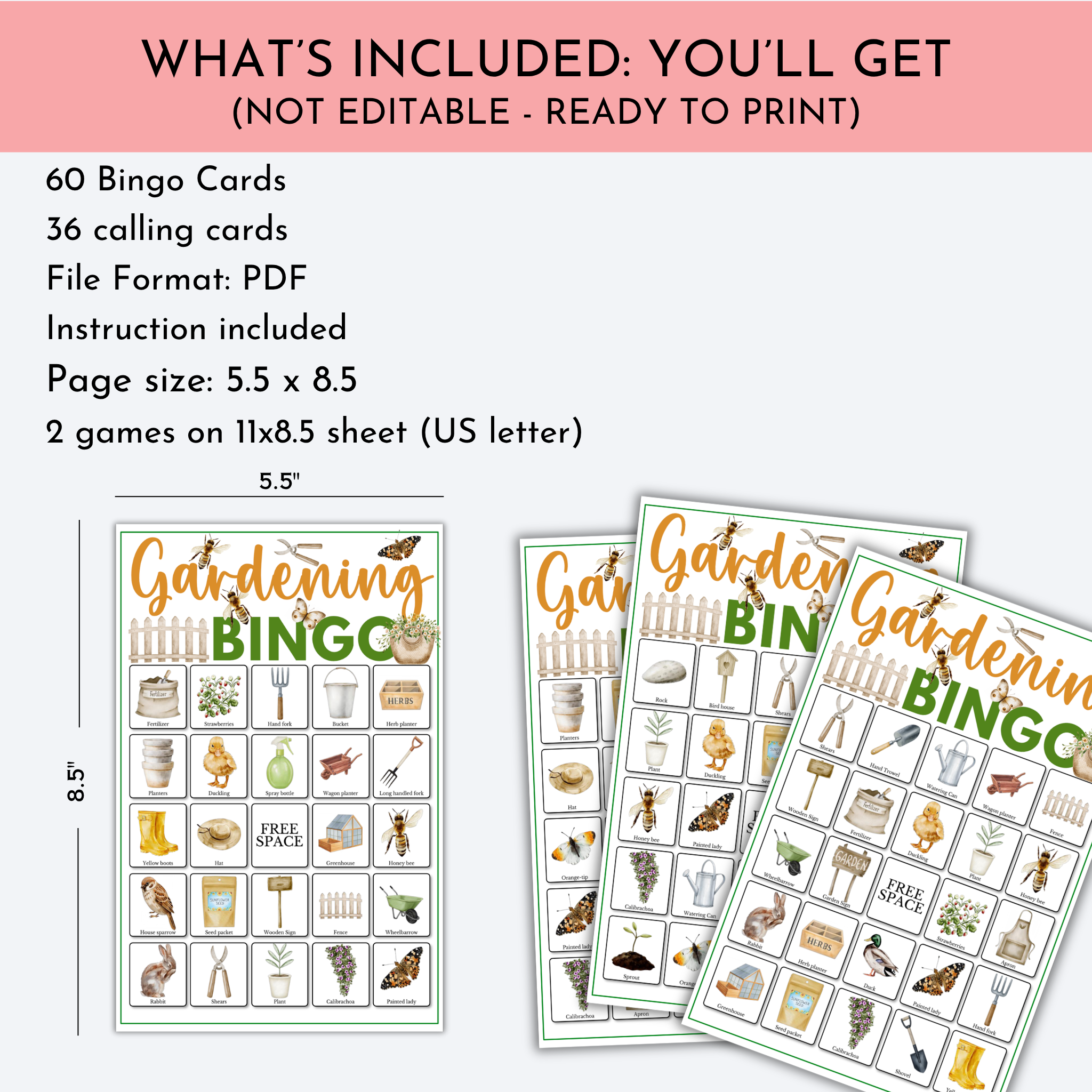 Gardening Bingo Game