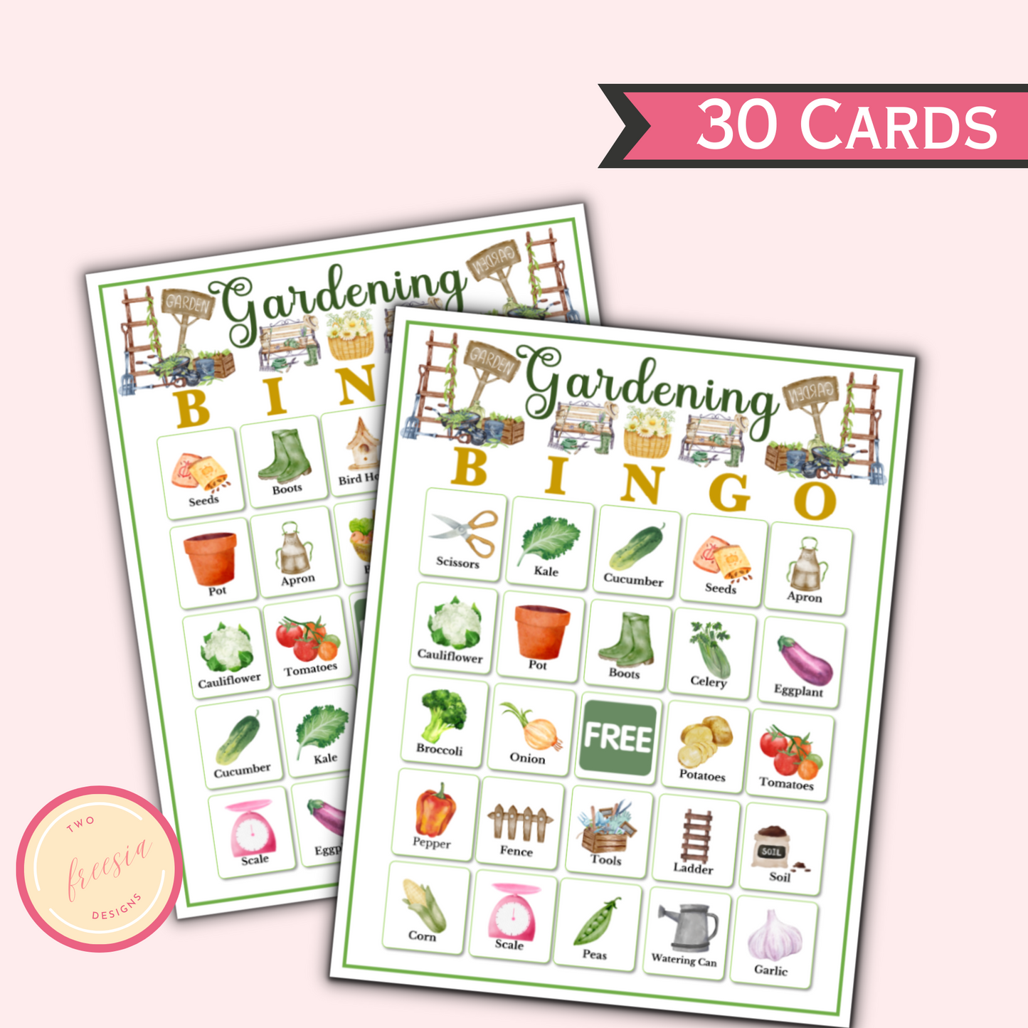 Gardening Bingo - 30 Printable Cards