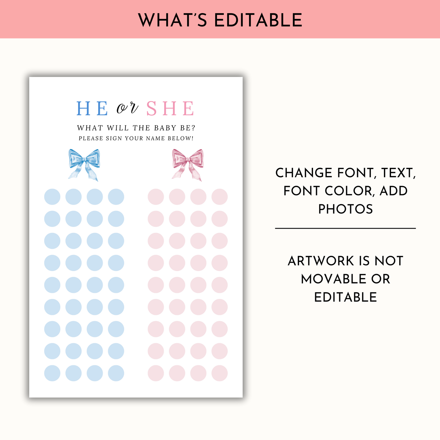 Gender Reveal Voting Sign Template - Bows
