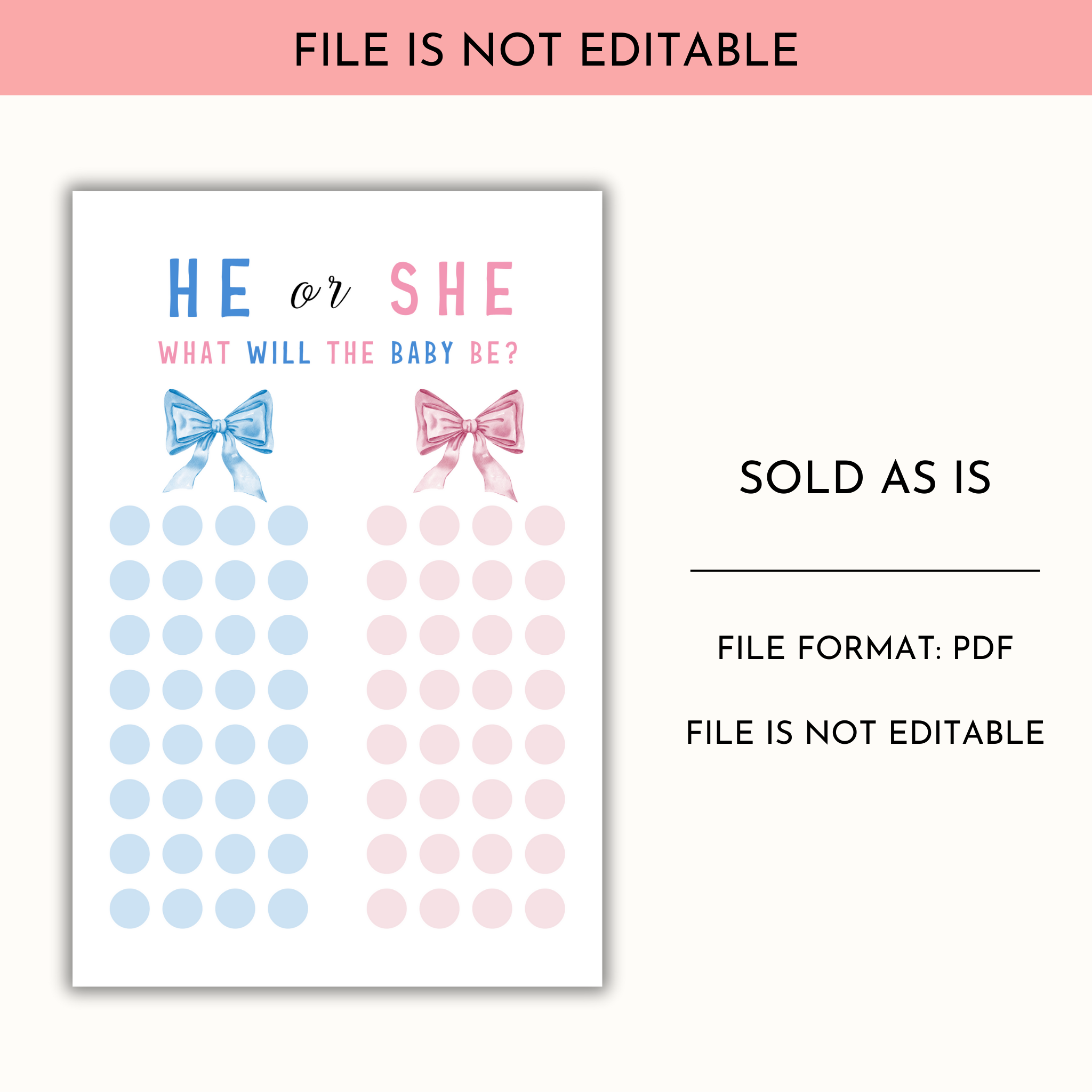 Gender Reveal Voting Game - Bow