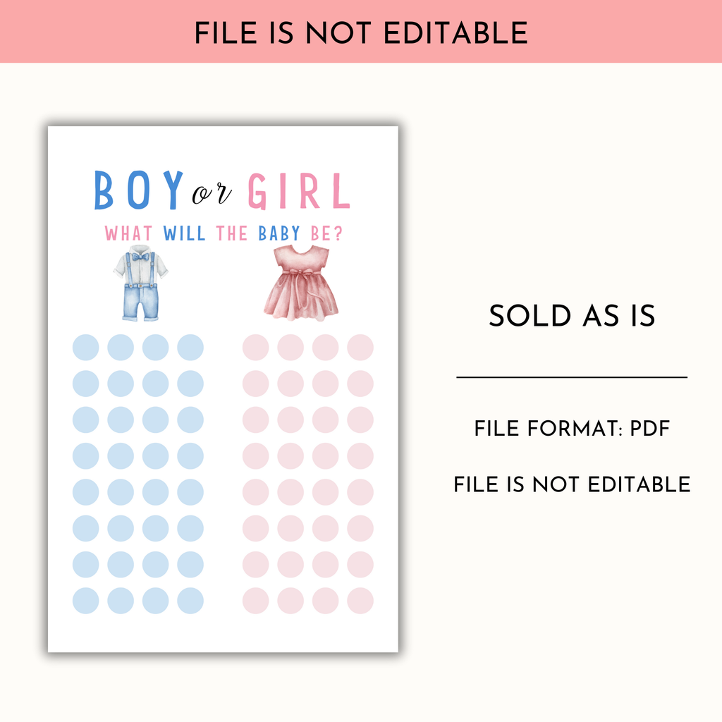Gender Reveal Voting Game - Baby Clothes