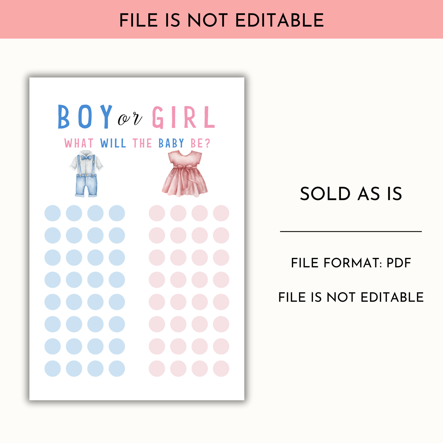 Gender Reveal Voting Game - Baby Clothes