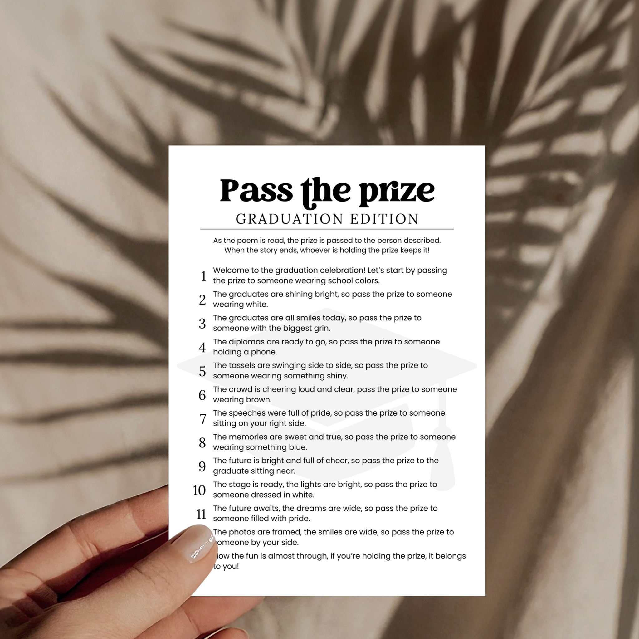 Graduation Pass the Prize Game