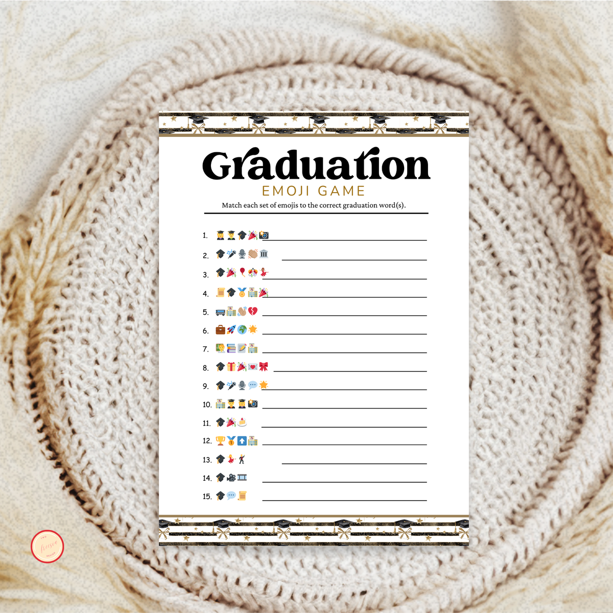 Graduation Emoji Game Printable | Instant Download – 2freesiadesigns