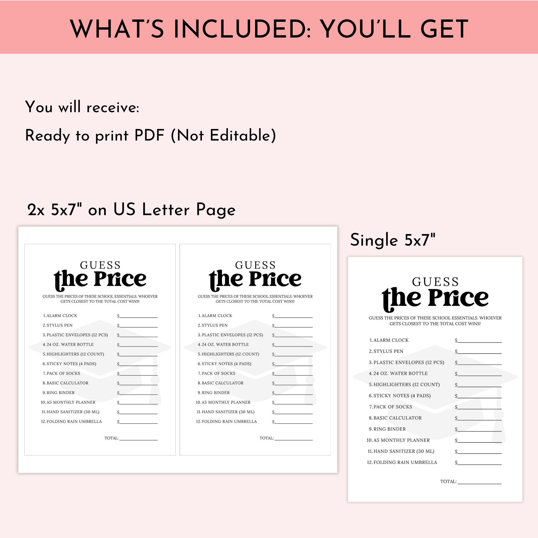 Graduation Guess the Price