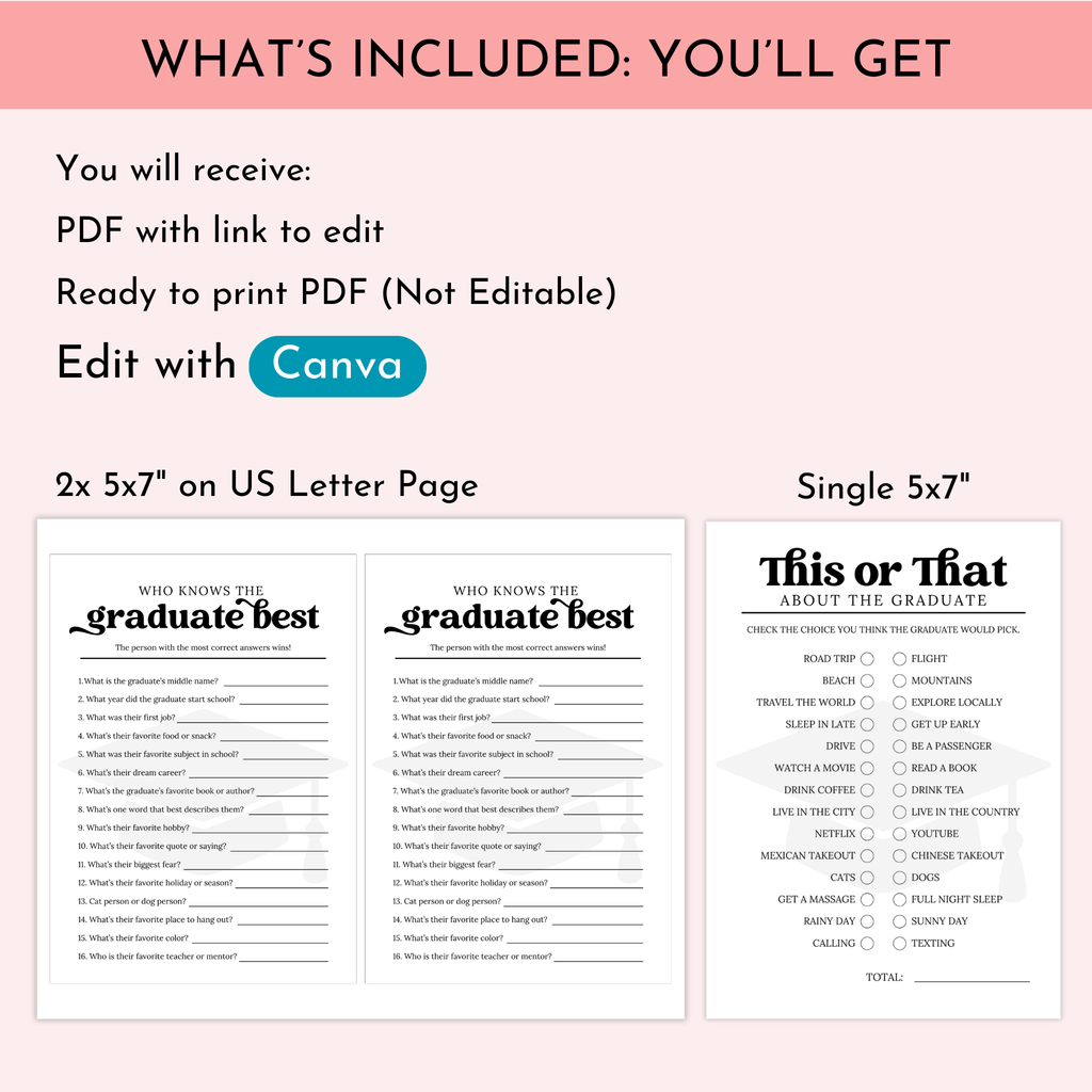 Graduation Game Bundle | Editable