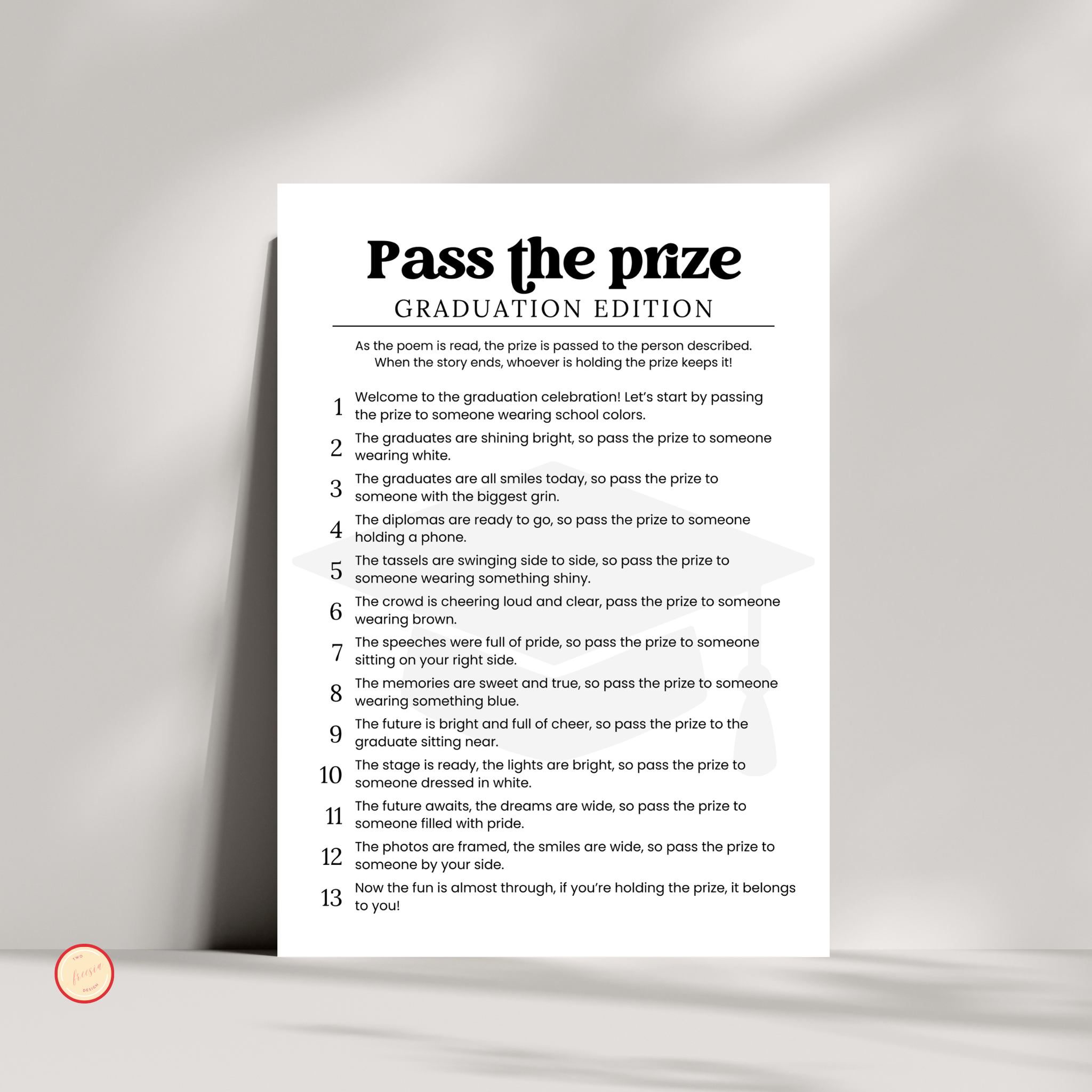 Graduation Pass the Prize Game