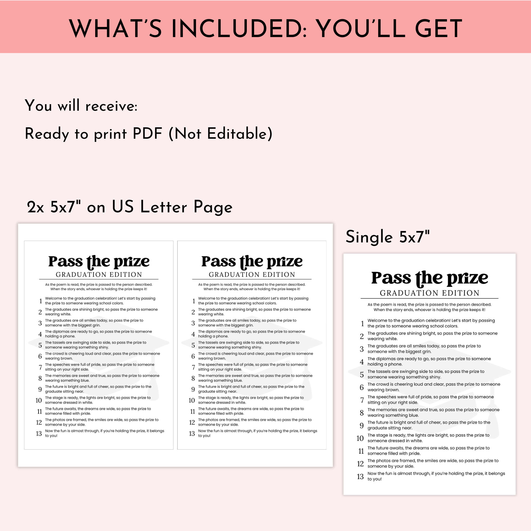 Graduation Pass the Prize Game